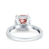 Half Eternity Art Deco Cushion Cut Wedding Engagement Bridal Ring Round Simulated Cubic Zirconia 925 Sterling Silver