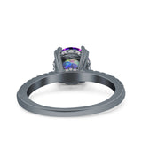 Art Deco Wedding Engagement Bridal Ring Half Eternity Round Simulated Cubic Zirconia 925 Sterling Silver