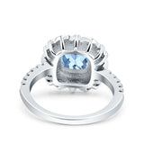 Halo Vintage Style Art Deco Solitaire Accent Cushion Wedding Engagement Ring Round Simulated Cubic Zirconia 925 Sterling Silver