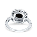 Halo Vintage Style Art Deco Solitaire Accent Cushion Wedding Engagement Ring Round Simulated Cubic Zirconia 925 Sterling Silver