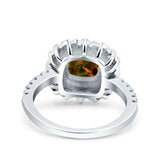 Halo Vintage Style Art Deco Solitaire Accent Cushion Wedding Engagement Ring Round Simulated Cubic Zirconia 925 Sterling Silver