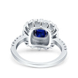 Halo Vintage Style Art Deco Solitaire Accent Cushion Wedding Engagement Ring Round Simulated Cubic Zirconia 925 Sterling Silver