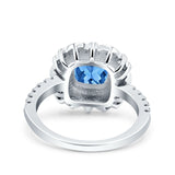 Halo Vintage Style Art Deco Solitaire Accent Cushion Wedding Engagement Ring Round Simulated Cubic Zirconia 925 Sterling Silver