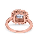 Halo Vintage Style Art Deco Solitaire Accent Cushion Wedding Engagement Ring Round Simulated Cubic Zirconia 925 Sterling Silver