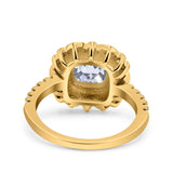 Halo Vintage Style Art Deco Solitaire Accent Cushion Wedding Engagement Ring Round Simulated Cubic Zirconia 925 Sterling Silver