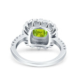 Halo Vintage Style Art Deco Solitaire Accent Cushion Wedding Engagement Ring Round Simulated Cubic Zirconia 925 Sterling Silver