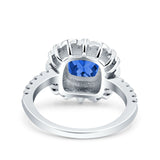 Halo Vintage Style Art Deco Solitaire Accent Cushion Wedding Engagement Ring Round Simulated Cubic Zirconia 925 Sterling Silver