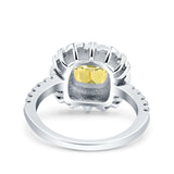 Halo Vintage Style Art Deco Solitaire Accent Cushion Wedding Engagement Ring Round Simulated Cubic Zirconia 925 Sterling Silver