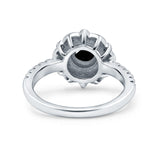 Halo Vintage Style Art Deco Solitaire Accent Wedding Engagement Ring Round Simulated Cubic Zirconia 925 Sterling Silver