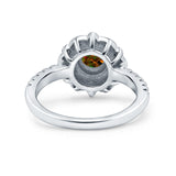 Halo Vintage Style Art Deco Solitaire Accent Wedding Engagement Ring Round Simulated Cubic Zirconia 925 Sterling Silver