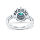 Halo Vintage Style Art Deco Solitaire Accent Wedding Engagement Ring Round Simulated Cubic Zirconia 925 Sterling Silver