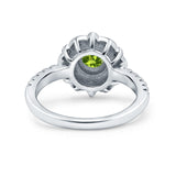 Halo Vintage Style Art Deco Solitaire Accent Wedding Engagement Ring Round Simulated Cubic Zirconia 925 Sterling Silver