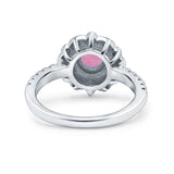 Halo Vintage Style Art Deco Solitaire Accent Wedding Engagement Ring Round Simulated Cubic Zirconia 925 Sterling Silver