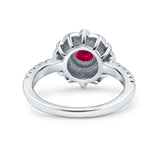 Halo Vintage Style Art Deco Solitaire Accent Wedding Engagement Ring Round Simulated Cubic Zirconia 925 Sterling Silver