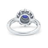 Halo Vintage Style Art Deco Solitaire Accent Wedding Engagement Ring Round Simulated Cubic Zirconia 925 Sterling Silver