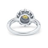 Halo Vintage Style Art Deco Solitaire Accent Wedding Engagement Ring Round Simulated Cubic Zirconia 925 Sterling Silver