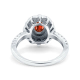 Halo Vintage Style Art Deco Solitaire Accent Oval Wedding Engagement Ring Simulated Cubic Zirconia 925 Sterling Silver