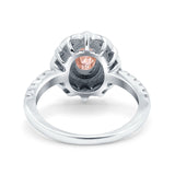 Halo Vintage Style Art Deco Solitaire Accent Oval Wedding Engagement Ring Simulated Cubic Zirconia 925 Sterling Silver