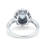 Halo Vintage Style Art Deco Solitaire Accent Oval Wedding Engagement Ring Simulated Cubic Zirconia 925 Sterling Silver