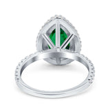 Teardrop Pear Art Deco Vintage Engagement Ring Round Simulated Cubic Zirconia 925 Sterling Silver