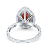 Teardrop Pear Art Deco Vintage Engagement Ring Round Simulated Cubic Zirconia 925 Sterling Silver