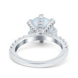 Vintage Art Deco Wedding Ring Round Simulated Cubic Zirconia 925 Sterling Silver