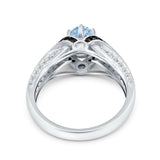 Art Deco Oval Engagement Ring Black Simulated Cubic Zirconia 925 Sterling Silver