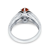 Art Deco Oval Engagement Ring Black Simulated Cubic Zirconia 925 Sterling Silver