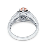 Art Deco Oval Engagement Ring Black Simulated Cubic Zirconia 925 Sterling Silver