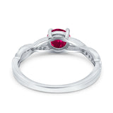Art Deco Wedding Engagement Ring Round Simulated Cubic Zirconia 925 Sterling Silver