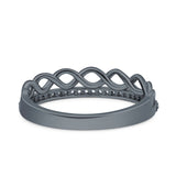 Half Eternity Infinity Twisted Shank Wedding Ring Band Round Simulated Cubic Zirconia 925 Sterling Silver