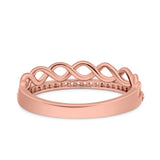 Half Eternity Infinity Twisted Shank Wedding Ring Band Round Simulated Cubic Zirconia 925 Sterling Silver