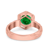 Art Deco Engagement Bridal Ring Hexagon Round Simulated Cubic Zirconia 925 Sterling Silver