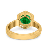 Art Deco Engagement Bridal Ring Hexagon Round Simulated Cubic Zirconia 925 Sterling Silver