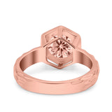 Art Deco Engagement Bridal Ring Hexagon Round Simulated Cubic Zirconia 925 Sterling Silver