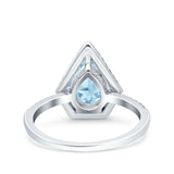 Halo Art Deco Solitaire Accent Pear Wedding Engagement Bridal Ring Band Round Simulated Cubic Zirconia 925 Sterling Silver