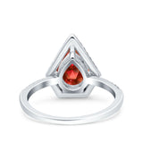 Halo Art Deco Solitaire Accent Pear Wedding Engagement Bridal Ring Band Round Simulated Cubic Zirconia 925 Sterling Silver