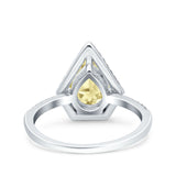 Halo Art Deco Solitaire Accent Pear Wedding Engagement Bridal Ring Band Round Simulated Cubic Zirconia 925 Sterling Silver