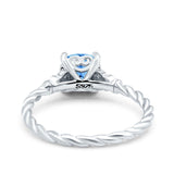 Art Deco Cushion Three Stone Wedding Bridal Ring Round Simulated Cubic Zirconia 925 Sterling Silver