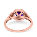 Halo Art Deco Wedding Engagement Ring Round Simulated Cubic Zirconia 925 Sterling Silver
