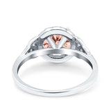 Halo Art Deco Wedding Engagement Ring Round Simulated Cubic Zirconia 925 Sterling Silver
