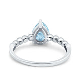 Teardrop Art Deco Pear Wedding Engagement Ring Round Simulated Cubic Zirconia 925 Sterling Silver