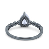 Teardrop Art Deco Pear Wedding Engagement Ring Round Simulated Cubic Zirconia 925 Sterling Silver