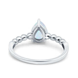Teardrop Art Deco Pear Wedding Engagement Ring Round Simulated Cubic Zirconia 925 Sterling Silver
