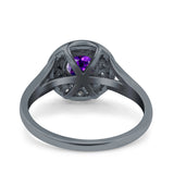 Celtic Halo Art Deco Wedding Engagement Ring Round Simulated Cubic Zirconia 925 Sterling Silver
