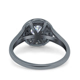 Celtic Halo Art Deco Wedding Engagement Ring Round Simulated Cubic Zirconia 925 Sterling Silver