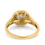 Celtic Halo Art Deco Wedding Engagement Ring Round Simulated Cubic Zirconia 925 Sterling Silver