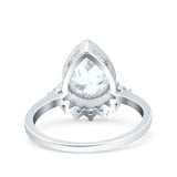Art Deco Solitaire Accent Pear Wedding Engagement Bridal Ring Band Round Simulated Cubic Zirconia 925 Sterling Silver