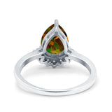 Teardrop Art Deco Pear Wedding Engagement Ring Round Simulated Cubic Zirconia 925 Sterling Silver