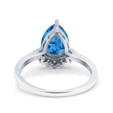 Teardrop Art Deco Pear Wedding Engagement Ring Round Simulated Cubic Zirconia 925 Sterling Silver